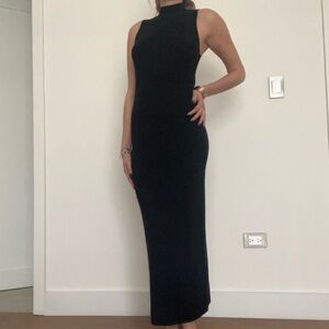 Black mock maxi knit dress